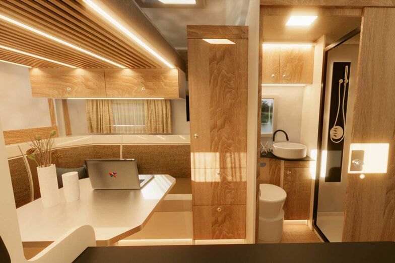 Der Atlantis Compact 595 schafft komfortable und vollständige Wohnbereiche...