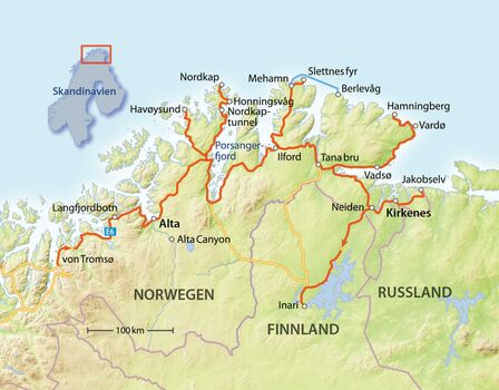 Reiseroute Finnmark