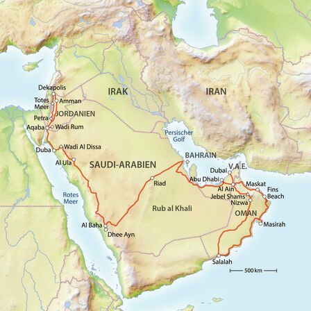 Route auf der Arabischen Halbinsel.